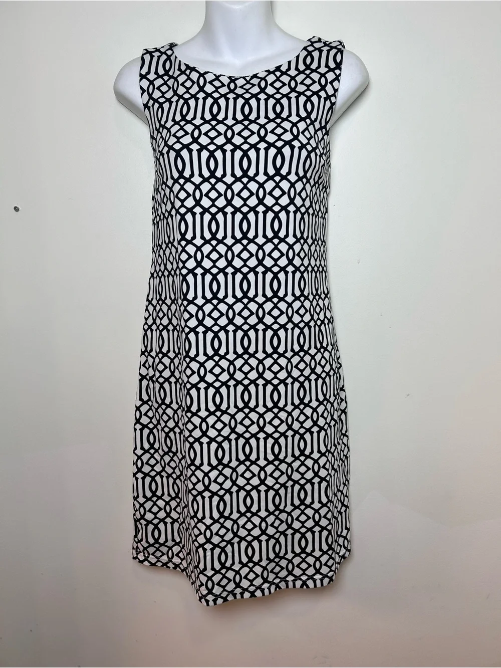 Lulu B sleeveless shift dress size small black white geometric beach tropical - Picture 2 of 7